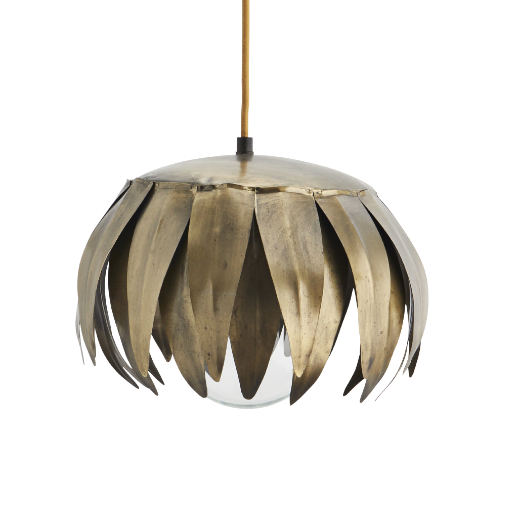 Madam Stoltz Brushed Brass Finish Floral Ceiling Lamp