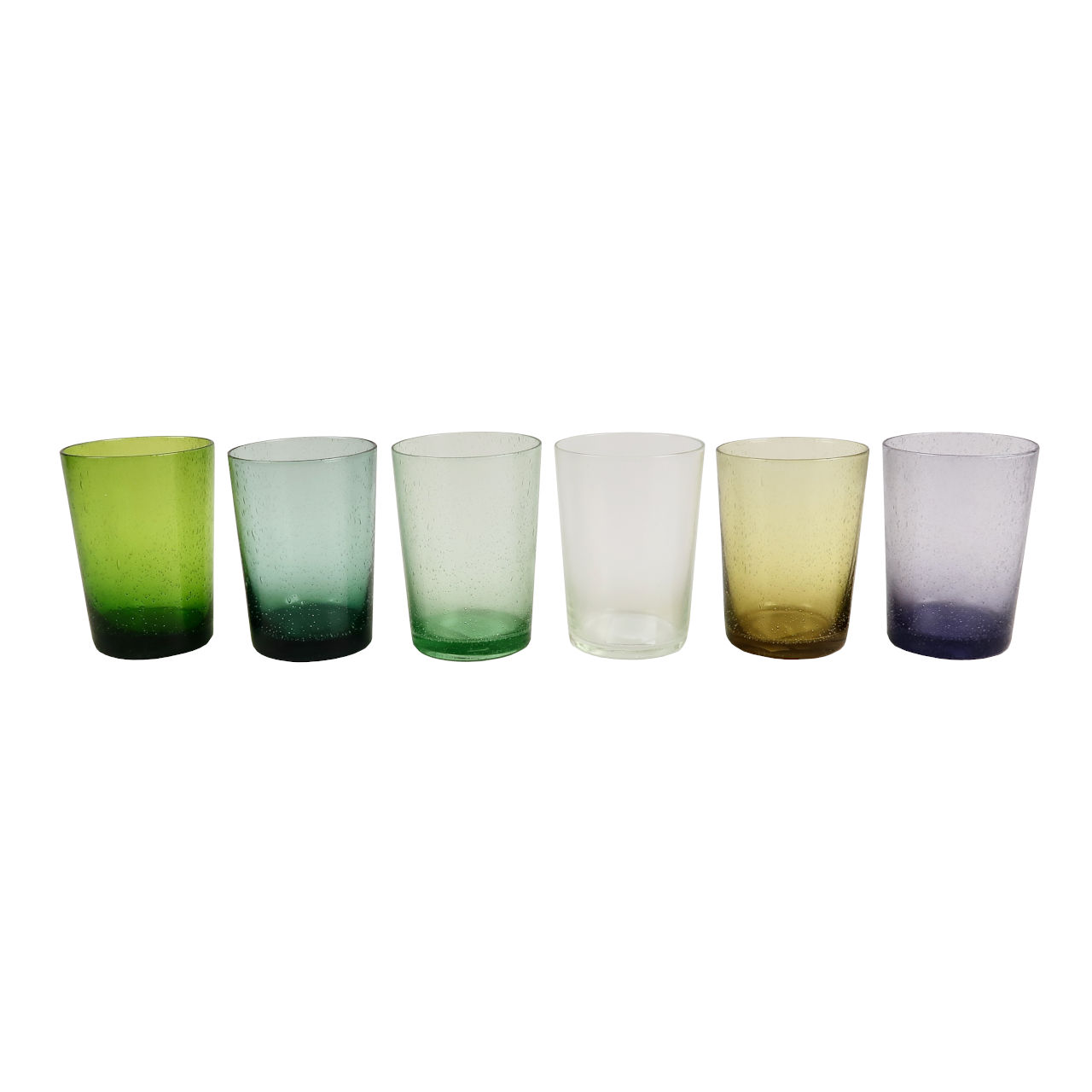 British Colour Standard Set of 6 Coloured Recycled Drinking Glasses