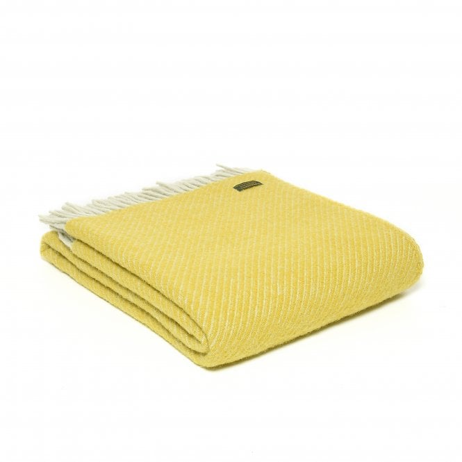 Tweedmill Yellow Diagonal Stripe Pure New Wool Throw 150 x 183cm