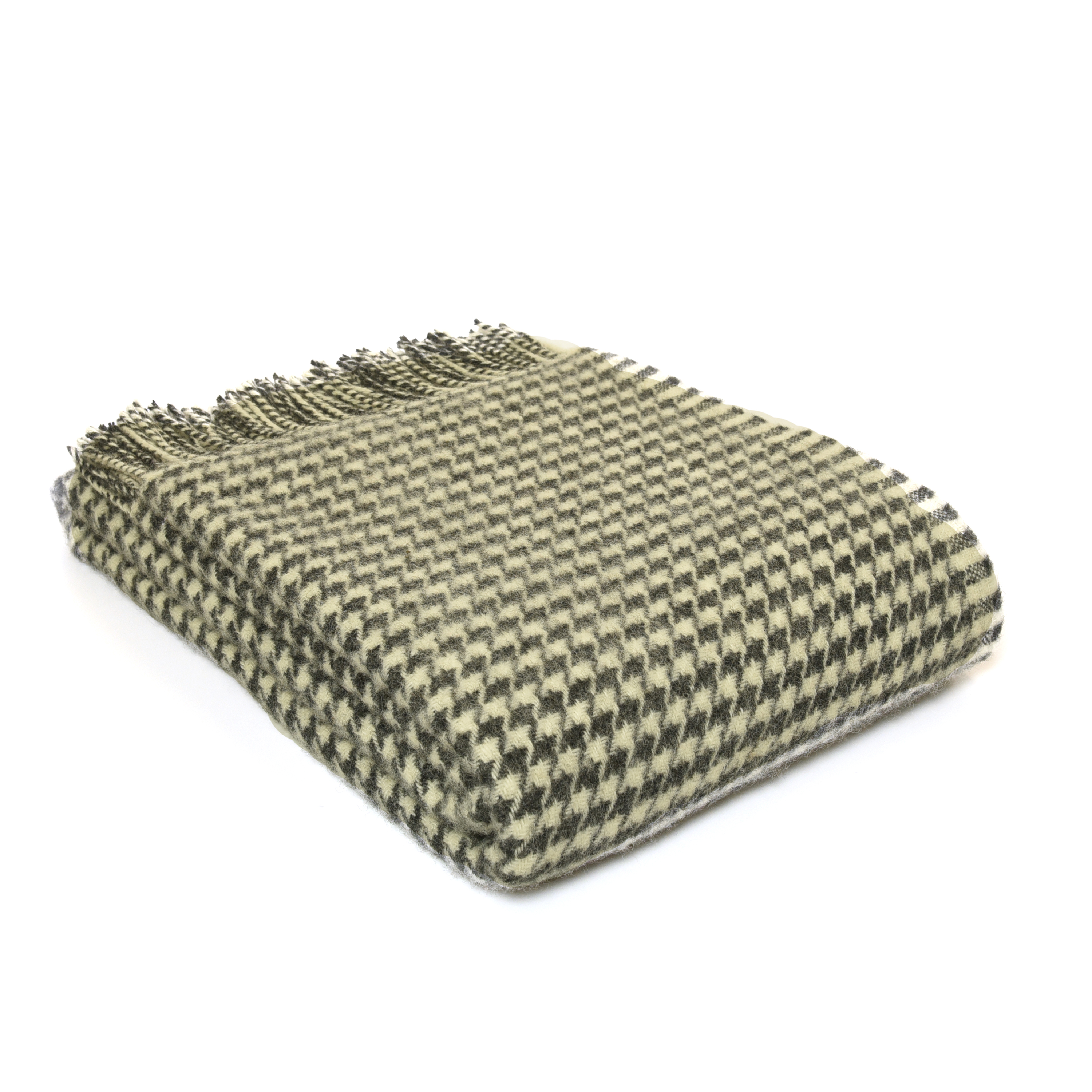 Tweedmill Charcoal Houndstooth Pure New Wool Throw 140cm x 183cm