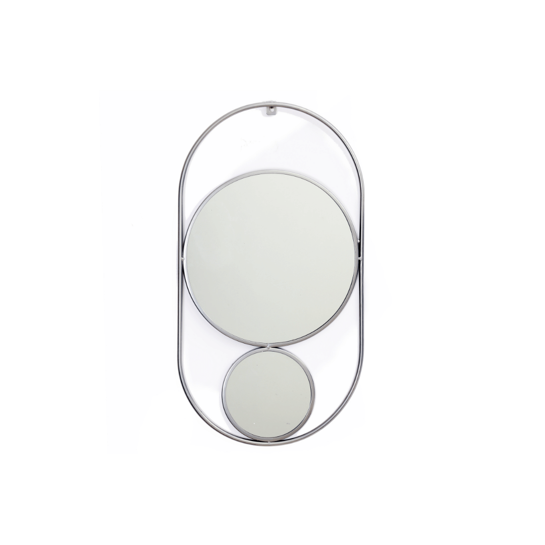 &Quirky Abstract Silver Round Mirror