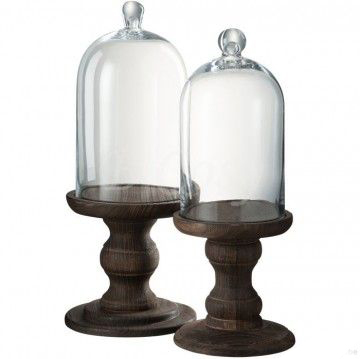 Large Wooden Base with Glass Dome