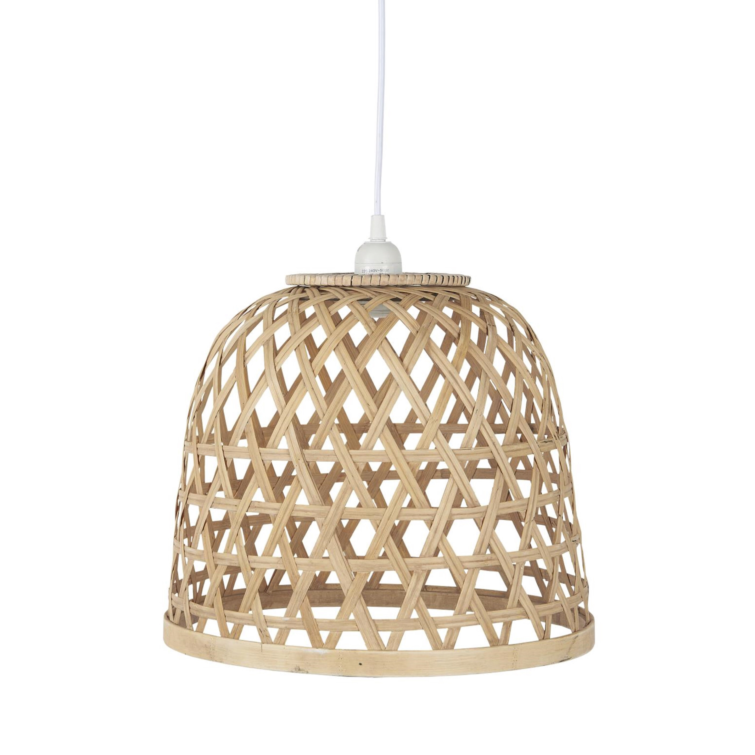Ib Laursen Small Hanging Bamboo Shade Lamp with White Plastic Cord