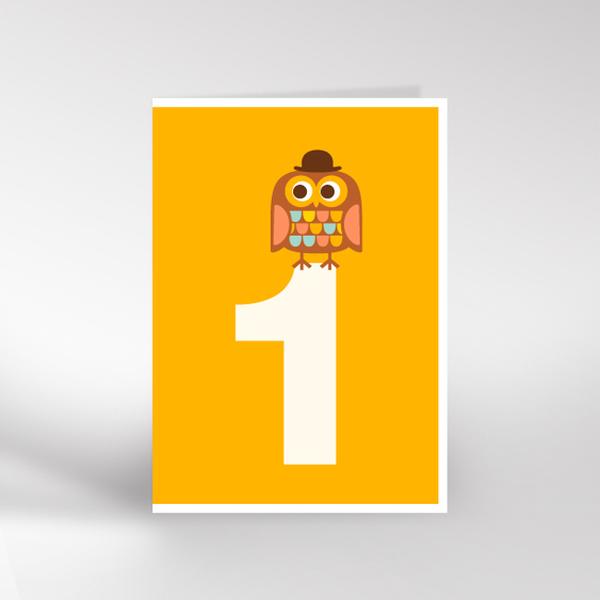 Age 1 Owl Birthday Card