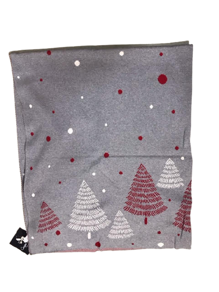 BOUTIQUE CARPE DIEM Gray Knitted Blanket with Trees and Polka Dots