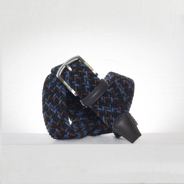 Woven Textile Belt Navy Black Brown Blue 3 5 Cm