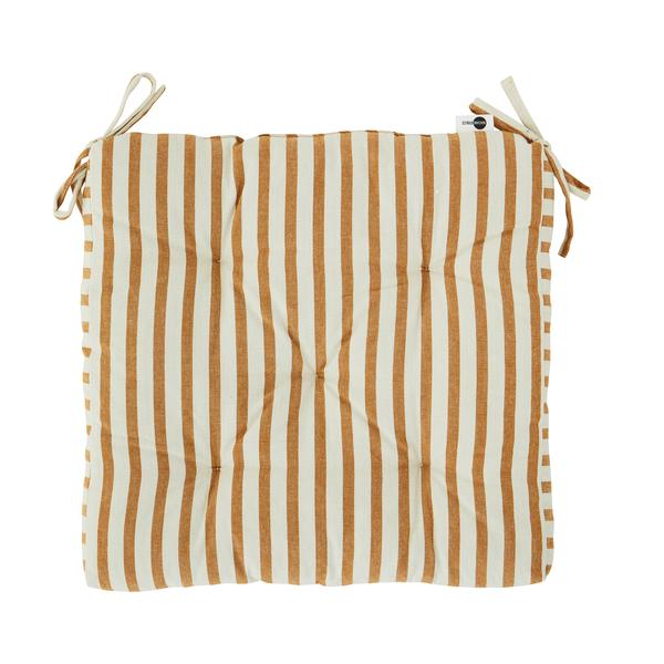 45 x 45cm Off White Amber Striped Cotton Chair Pad