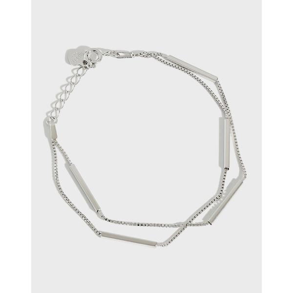 Sterling Silver Double Chain Geometric Bracelet