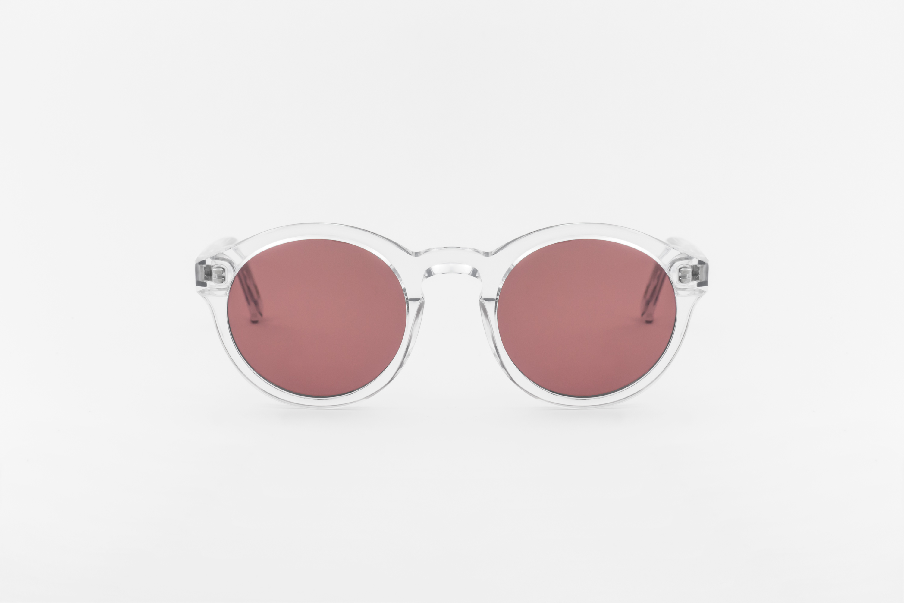Monokel Eyewear Barstow Crystal / Pink Solid Lens Sunglasses