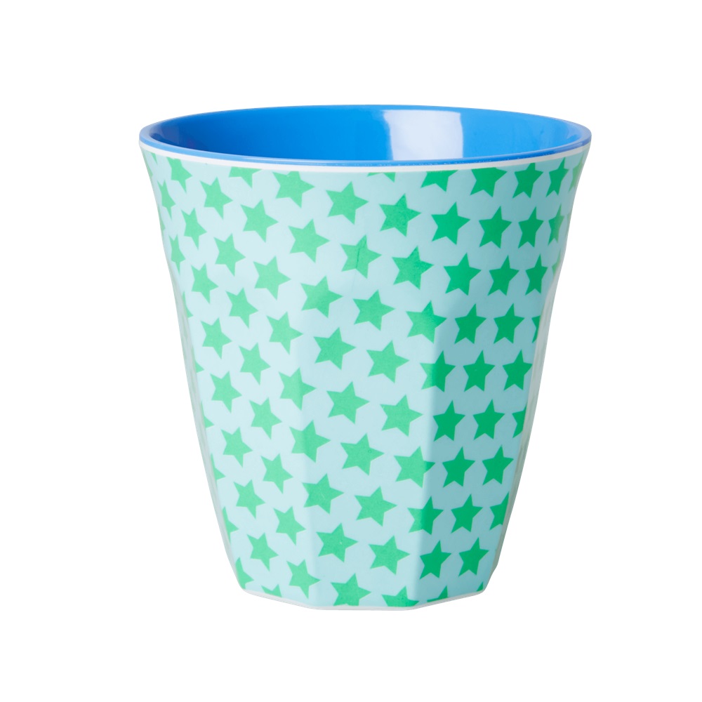 rice Green and Turquoise Stars Melamine Cup