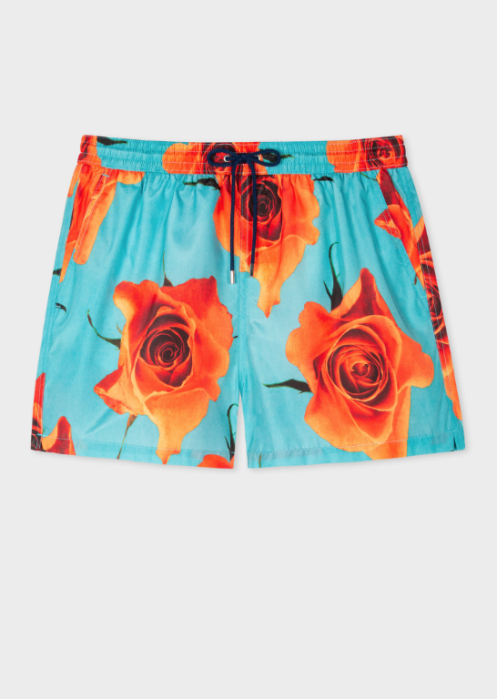 Paul Smith Turquoise 'Monarch Rose' Print Swim Shorts