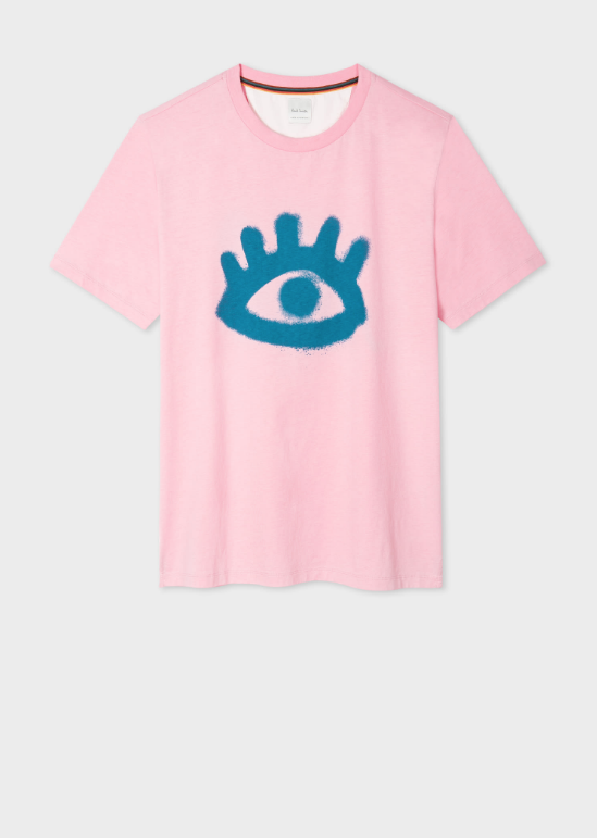 Paul Smith Pink 'Eye' Print Cotton T-Shirt