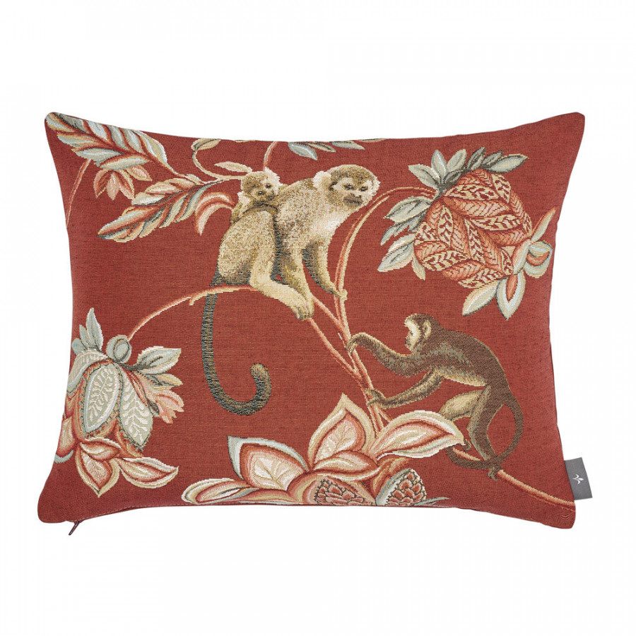 Art De Lys Red Floral Indian Tapestry Cushion Cover 