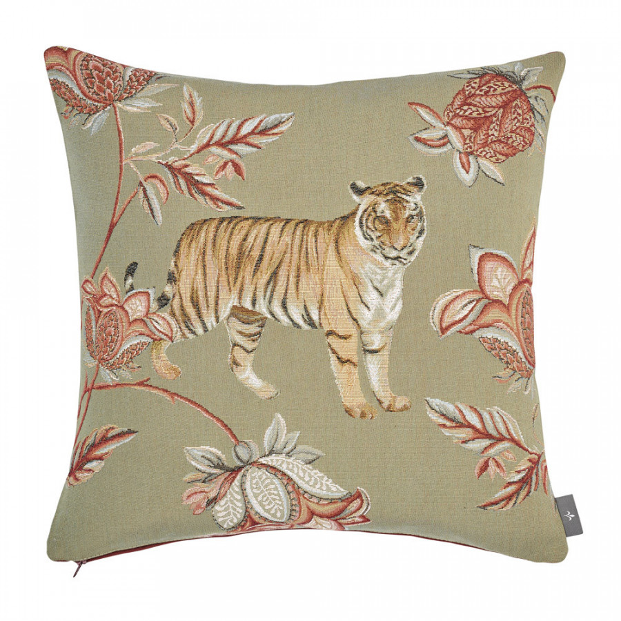 Art De Lys Grey Floral Indian Tapestry Cushion Cover 