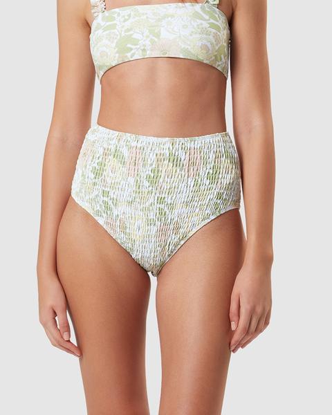 Floral Shirring High Waisted Bikini