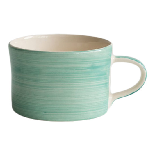 Musango Handmade Mint Ceramic Wide Mug - Plain Wash