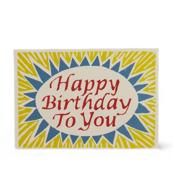 Happy Birthday To You Card In Red Yellow And Blue