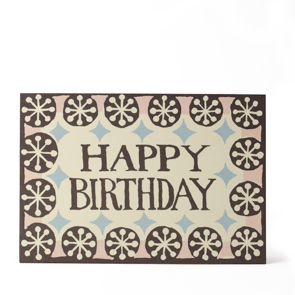 Happy Birthday Card In Coffee Pink And Sky Blue