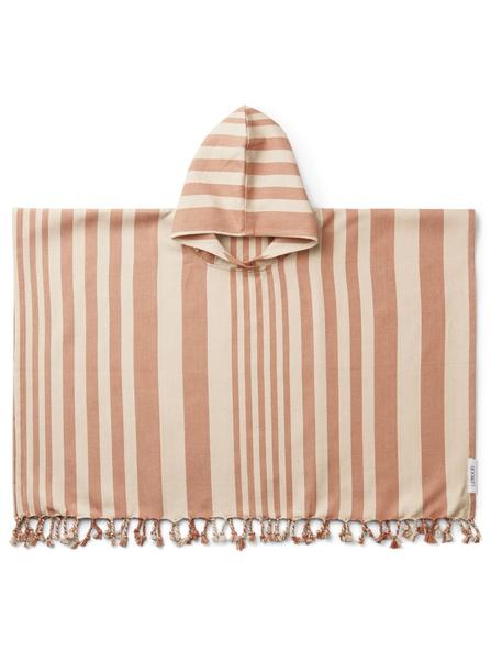 Liewood Roomie Poncho In Striped Tuscany Rose Sandy