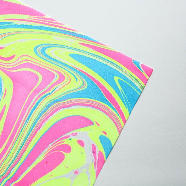 Berylune Three Sheets Of Hand Marbled Wrap Neon Waves