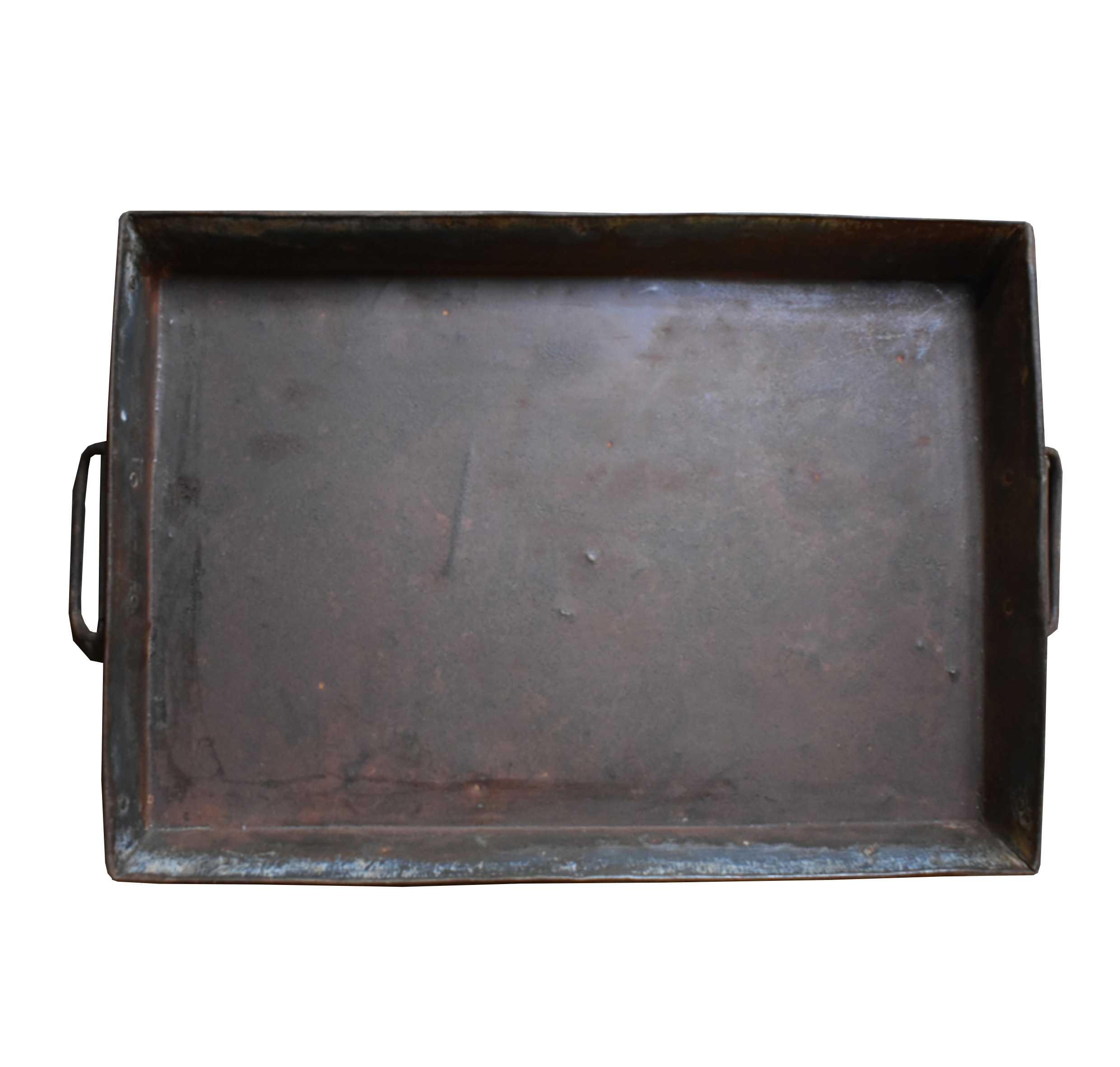 Rectangular Rust Metal Tray with 2 Handles