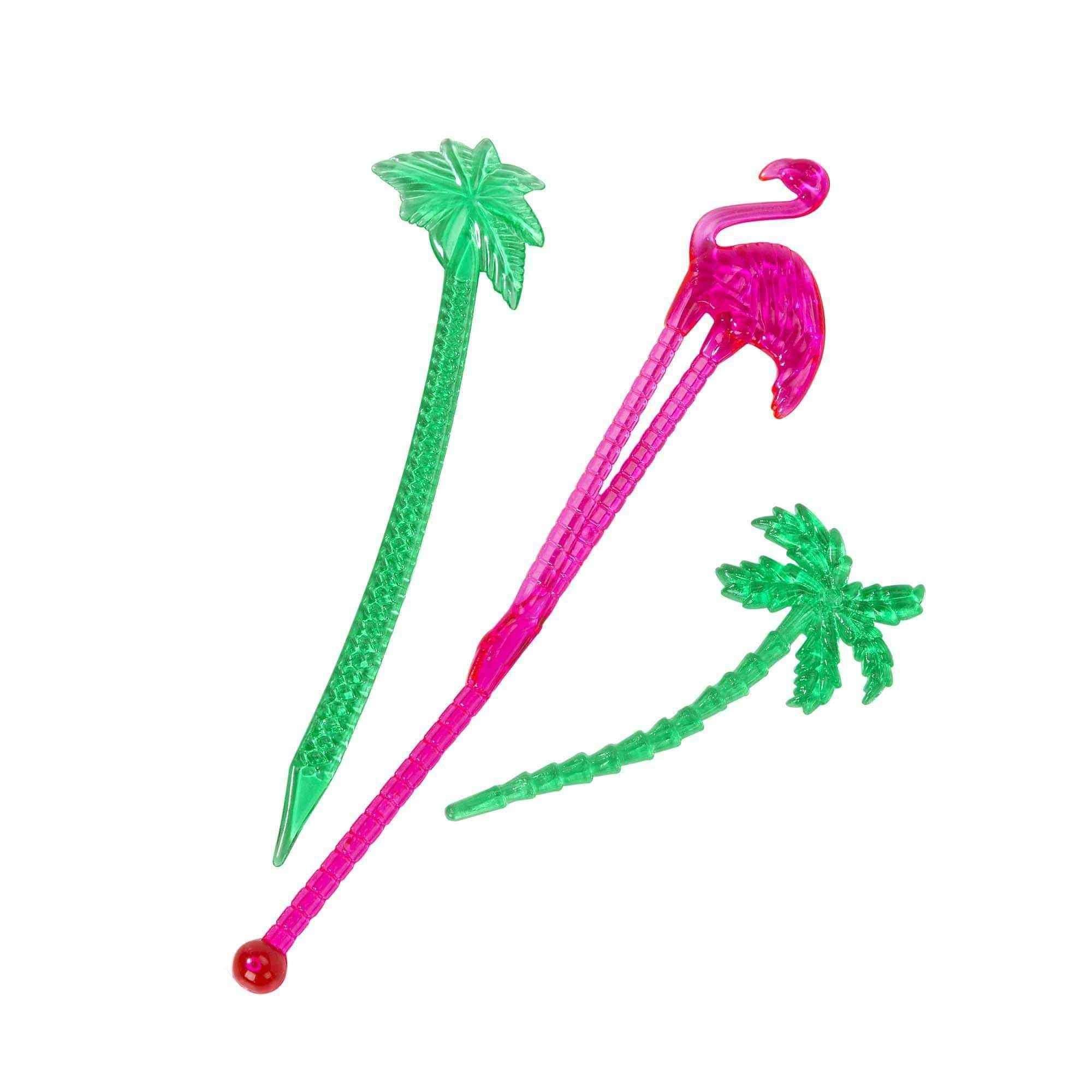 &Quirky Tropical Flamingo & Palm Cocktail Stirrer & Pick Set