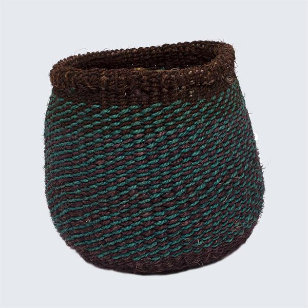 Kenyan Sisal Basket Midnight Sea No 103