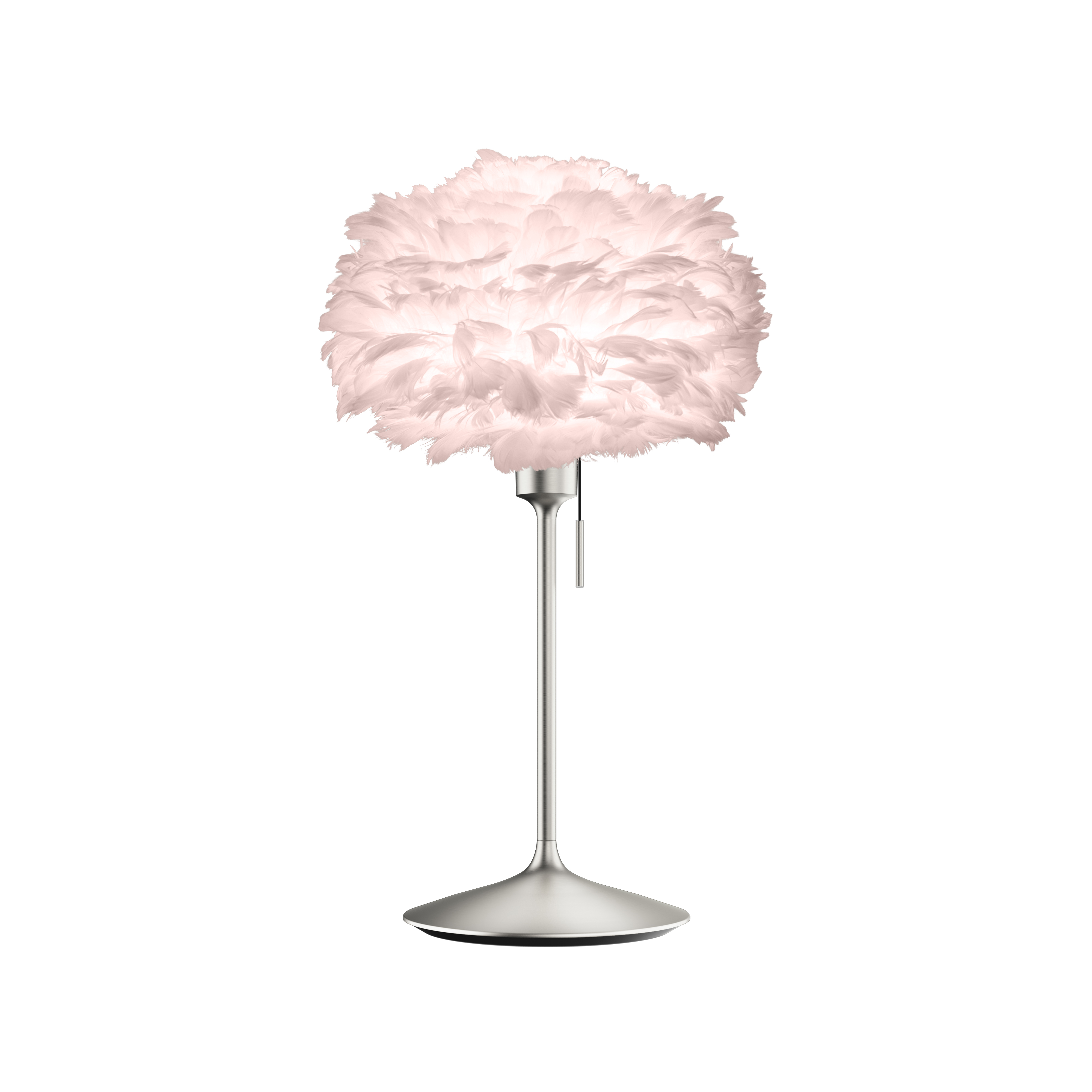 UMAGE Mini Light Rose Feather Eos Table Lamp with Brushed Steel Santé Stand