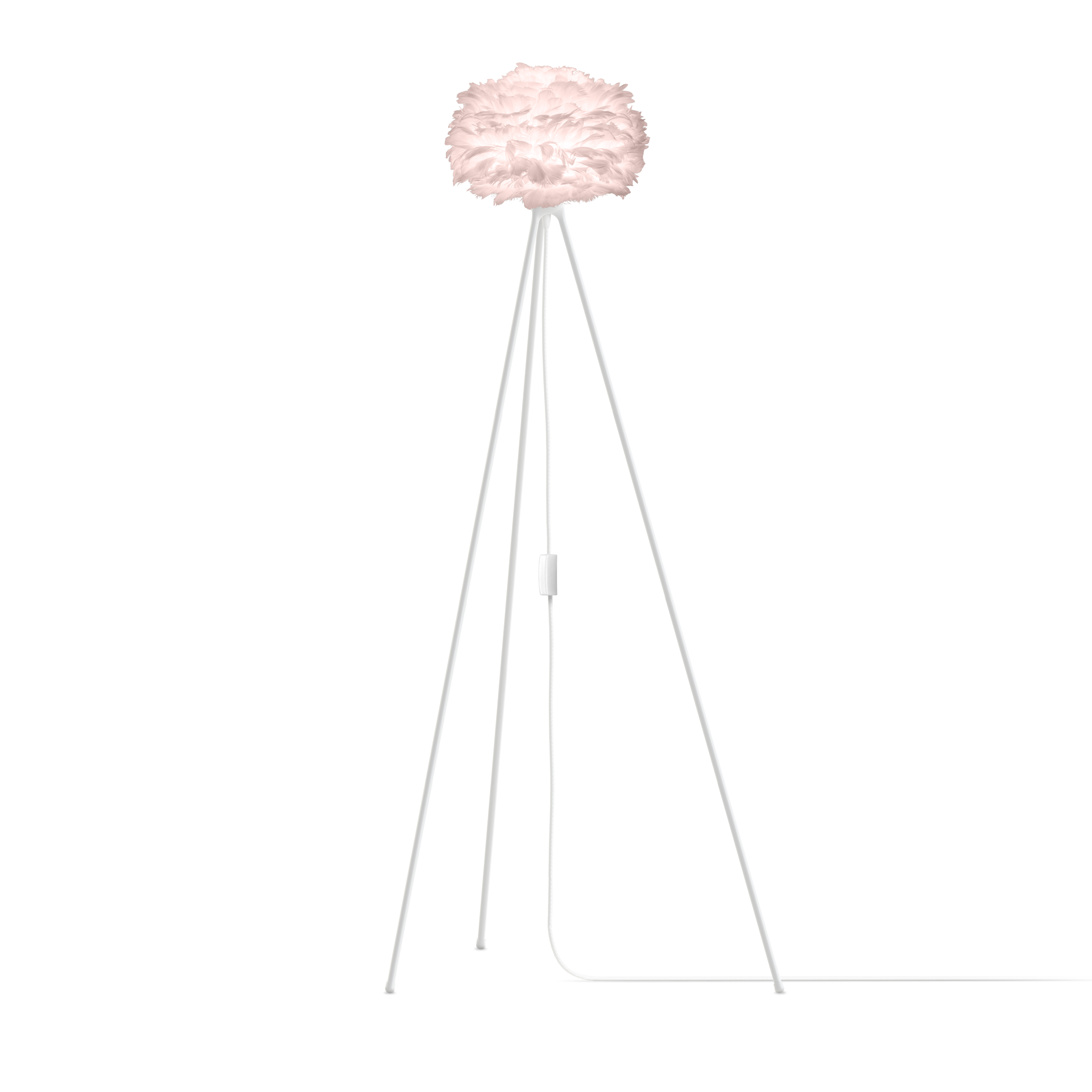 UMAGE Mini Light Rose Feather Eos Floor Lamp with White Tripod