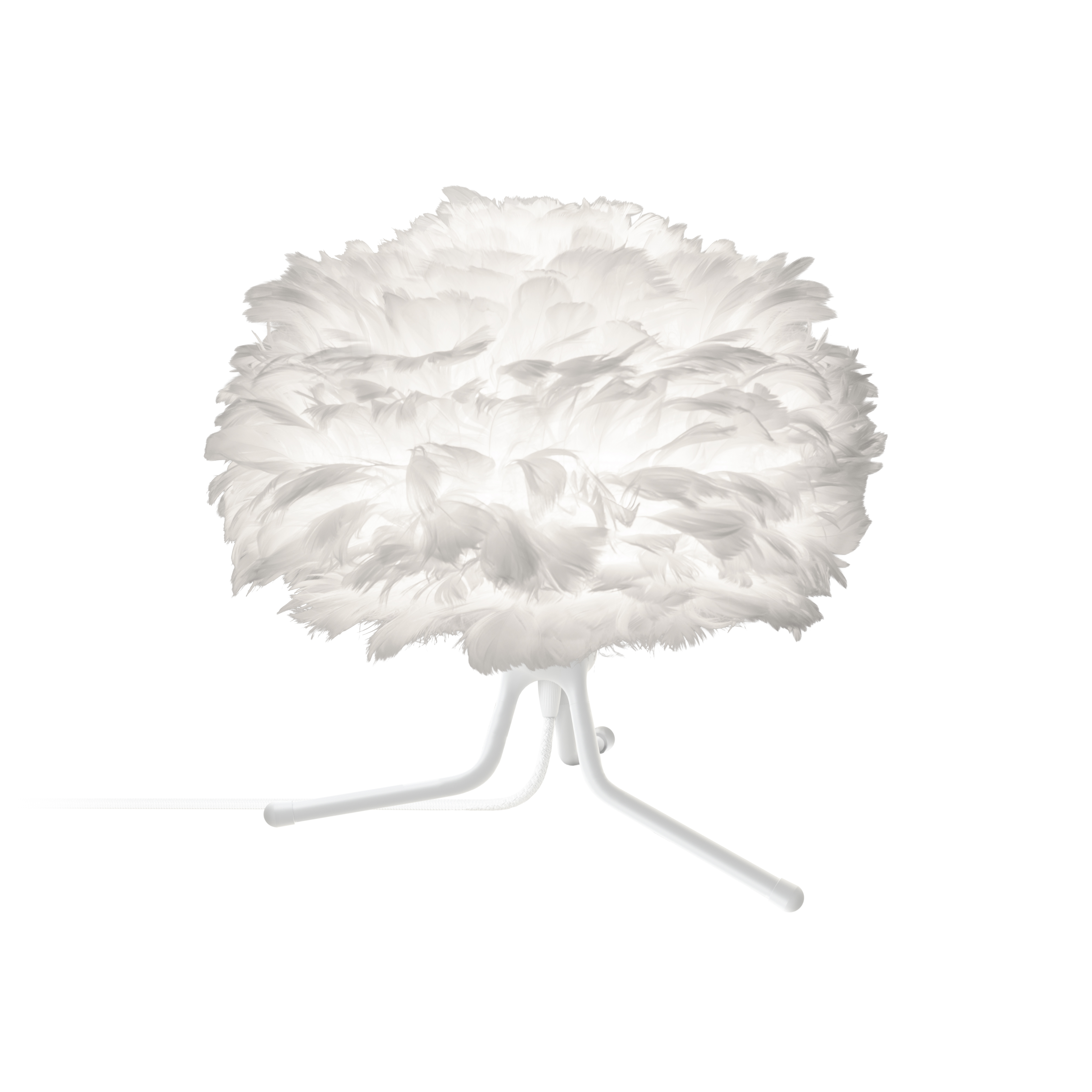 Mini White Feather Eos Table Lamp with White Base Tripod