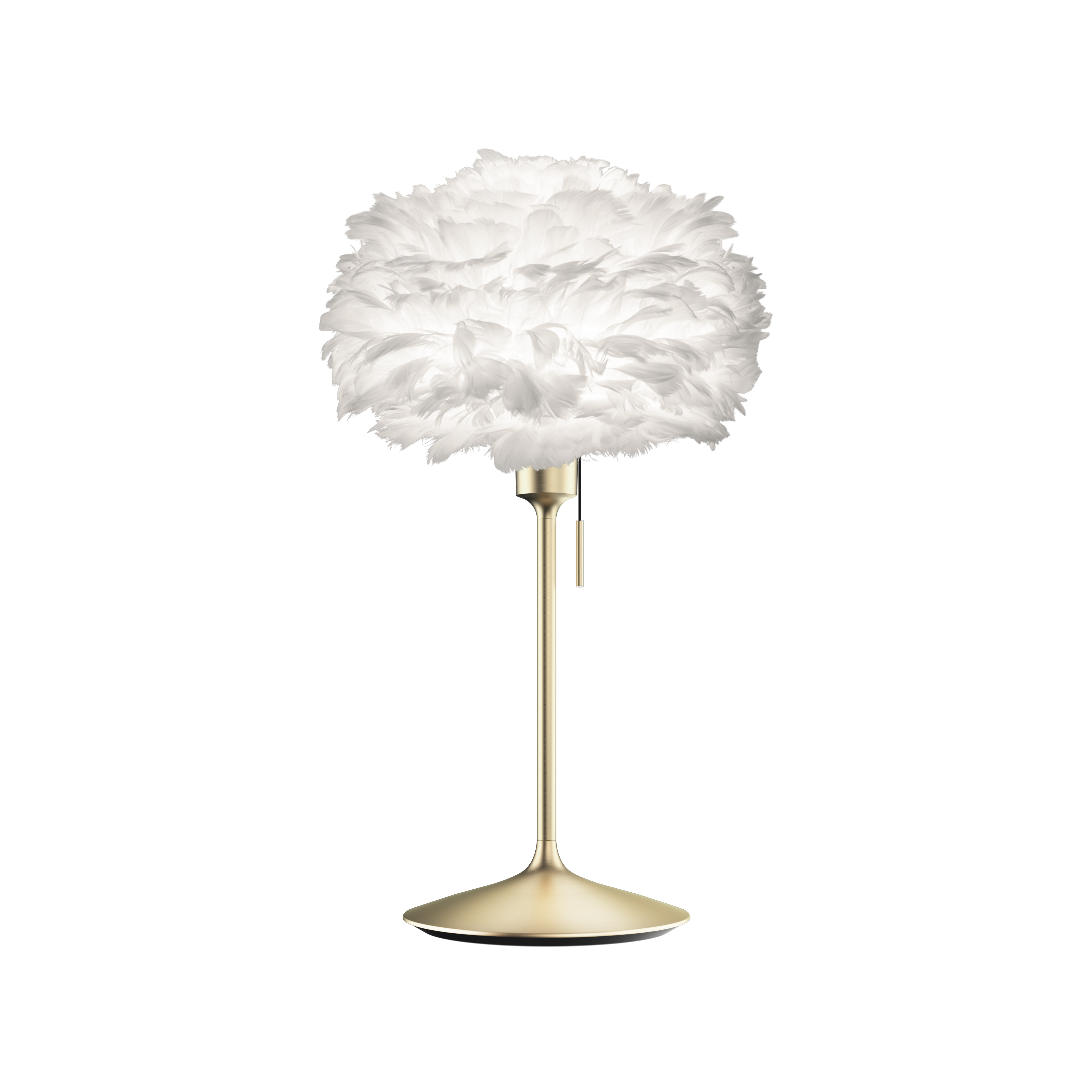 UMAGE Mini White Feather Eos Table Lamp with Brushed Brass Santé Stand