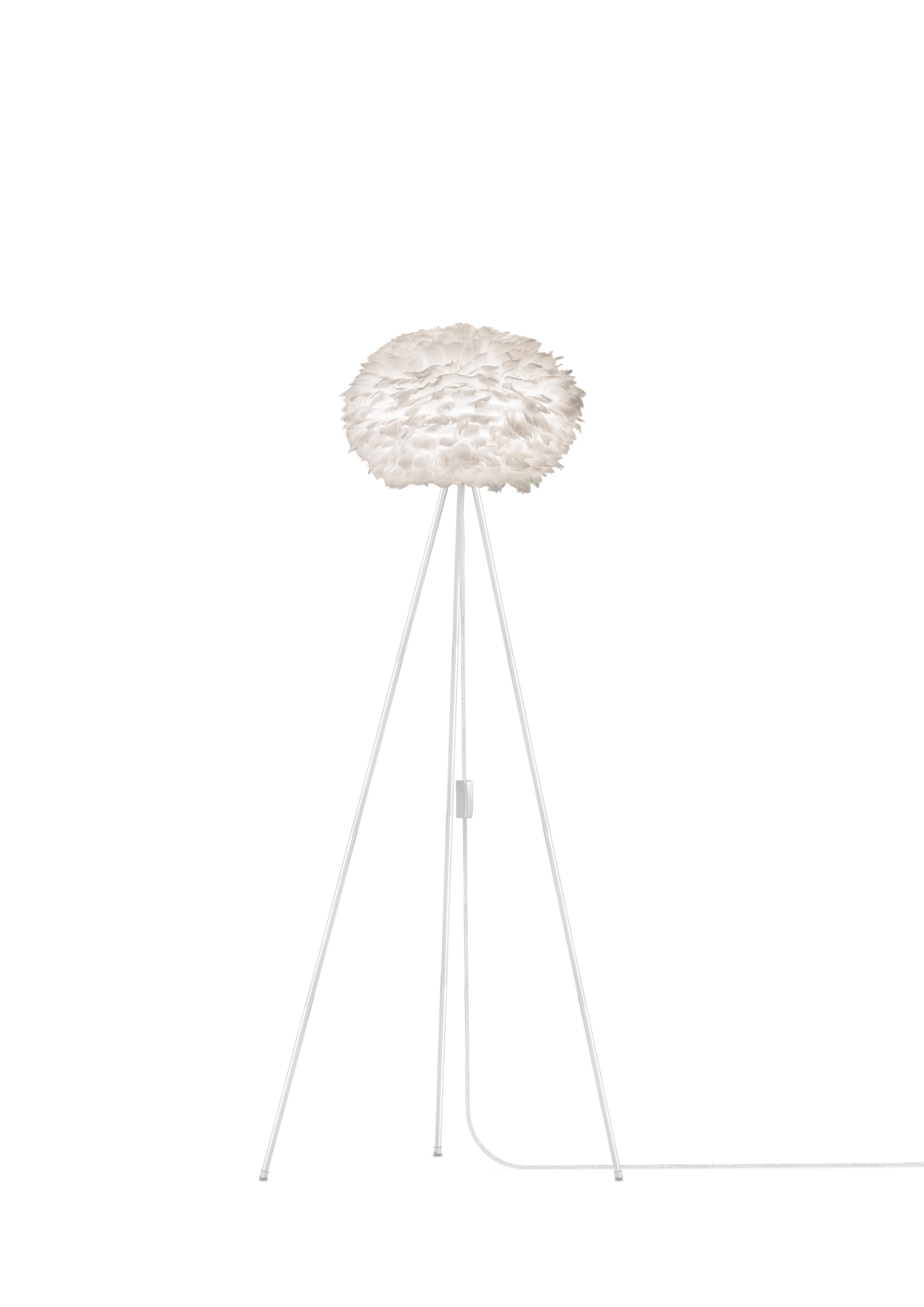 UMAGE Medium White Feather Eos Floor Lamp with White Tripod