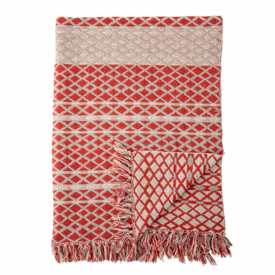 Bloomingville Verona Throw, Red, Recycled Cotton