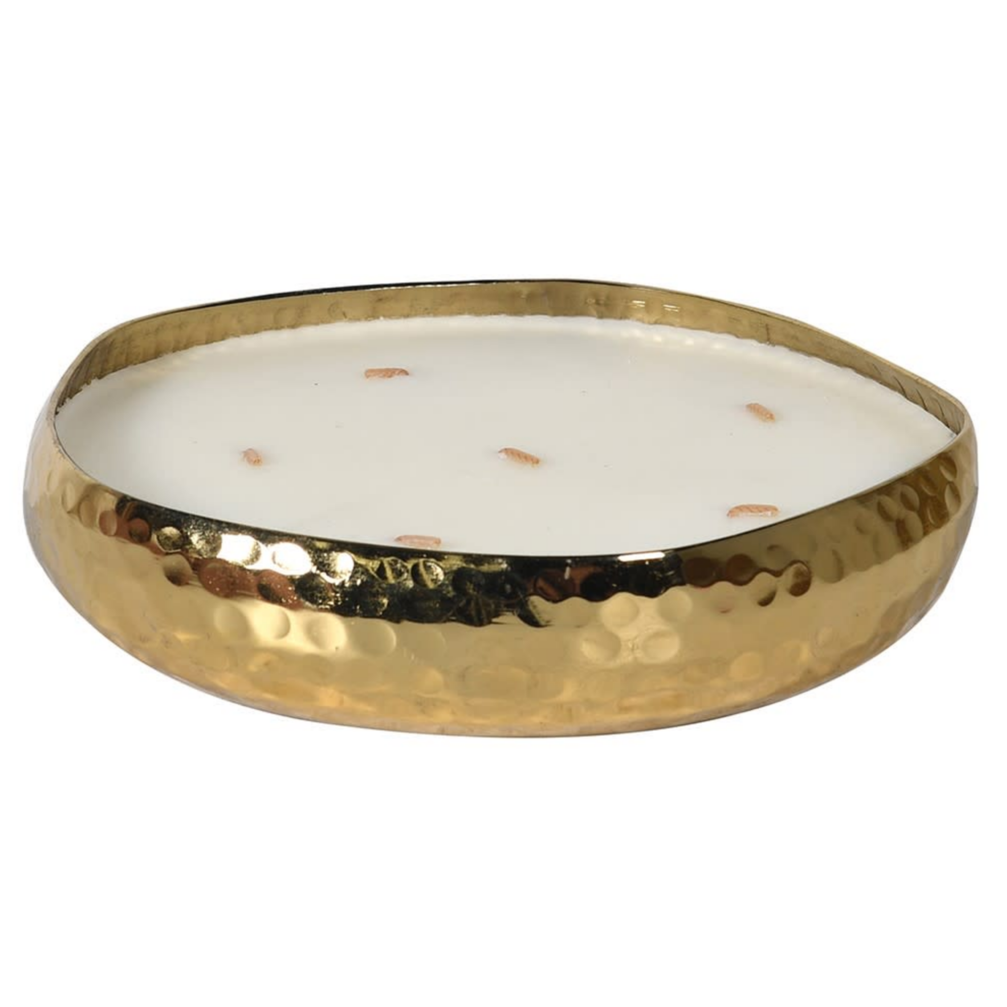 Small 6 Wick Scented Candle in Hammered Gold Brass Dish | Balsam Forest