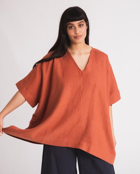Beaumont Organic SPRING Leonor Linen Top In Clay