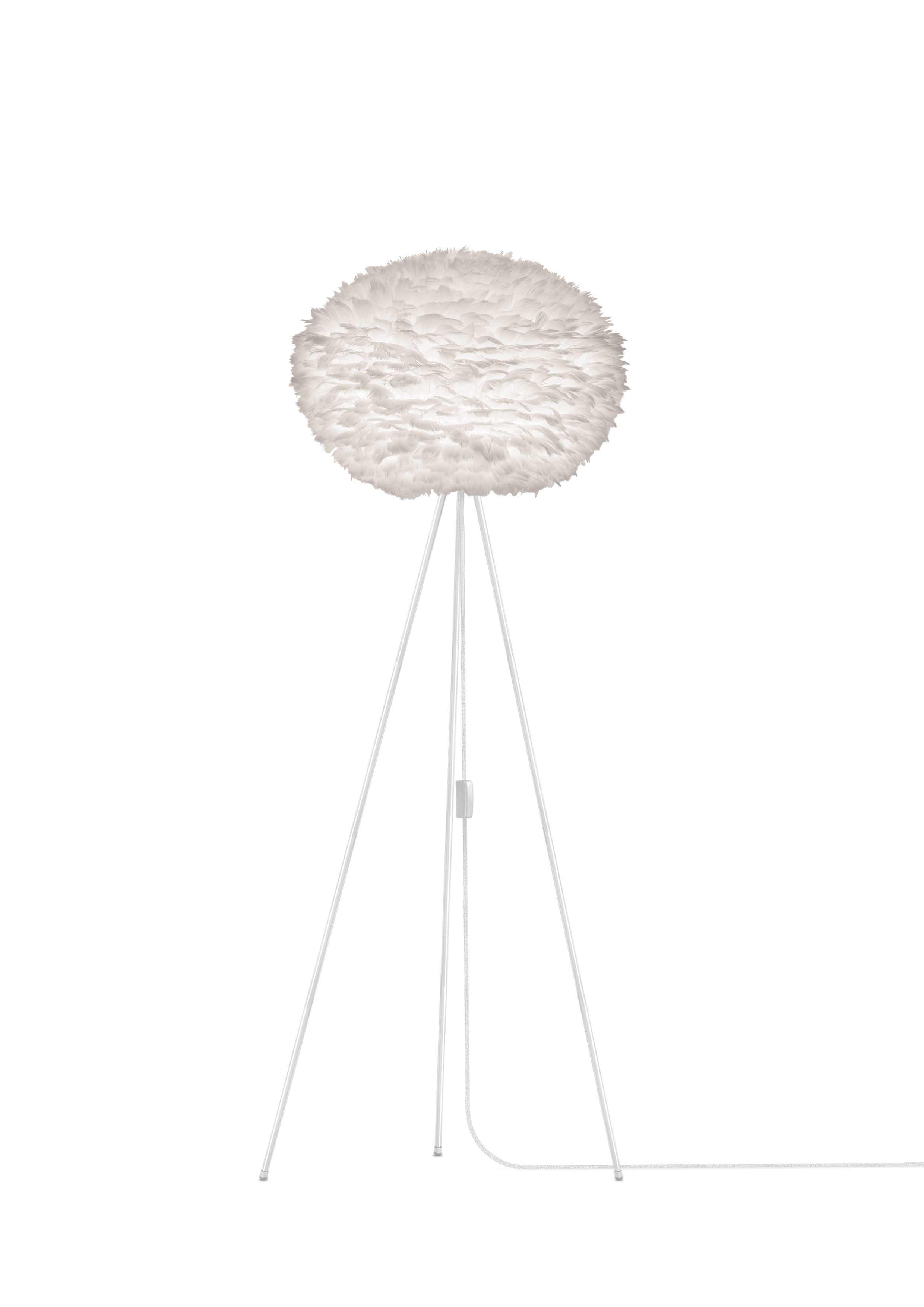 UMAGE Large White Feather Eos Floor Lamp with White Tripod