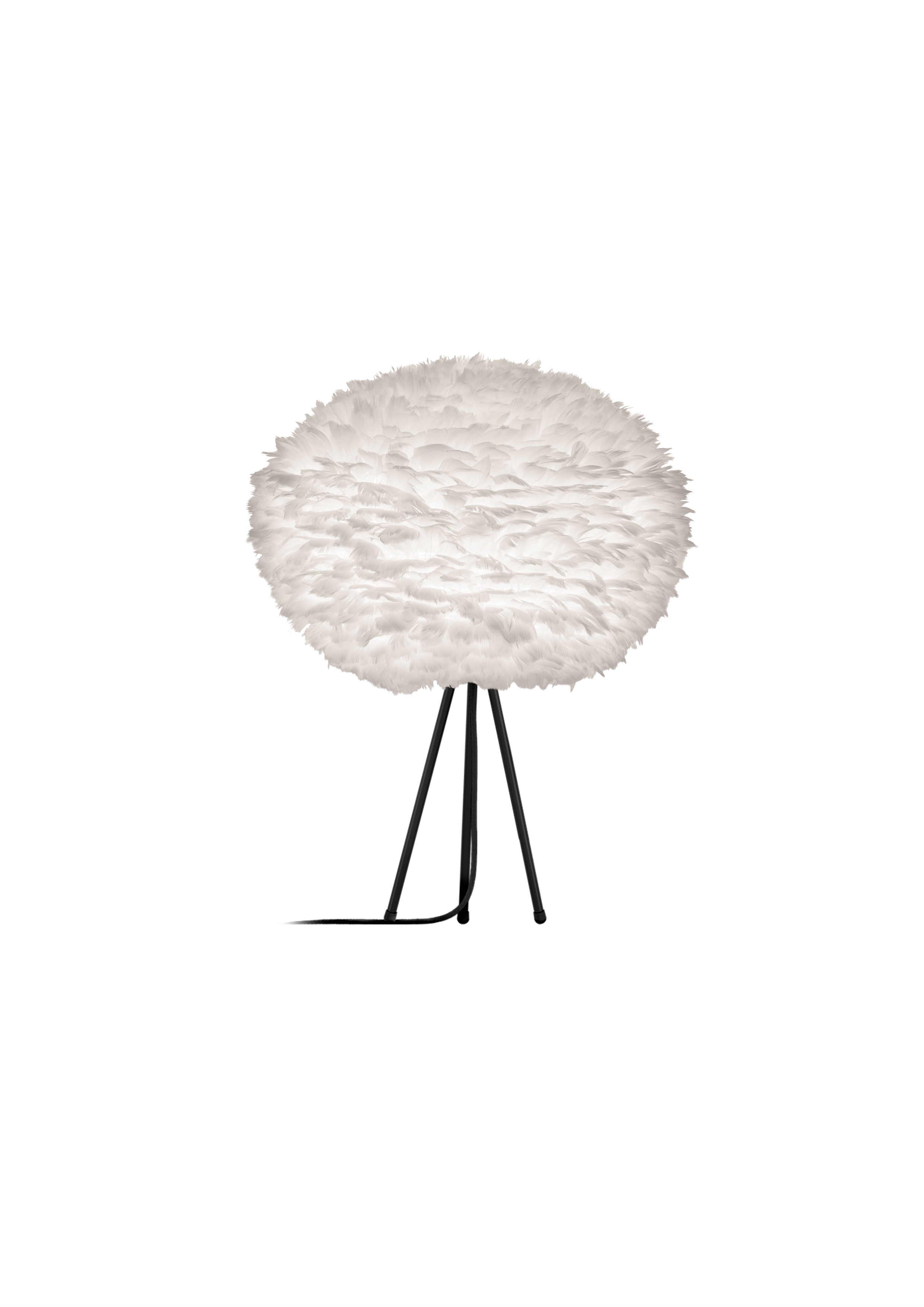 UMAGE Large White Feather Eos Table Lamp with Black Tripod