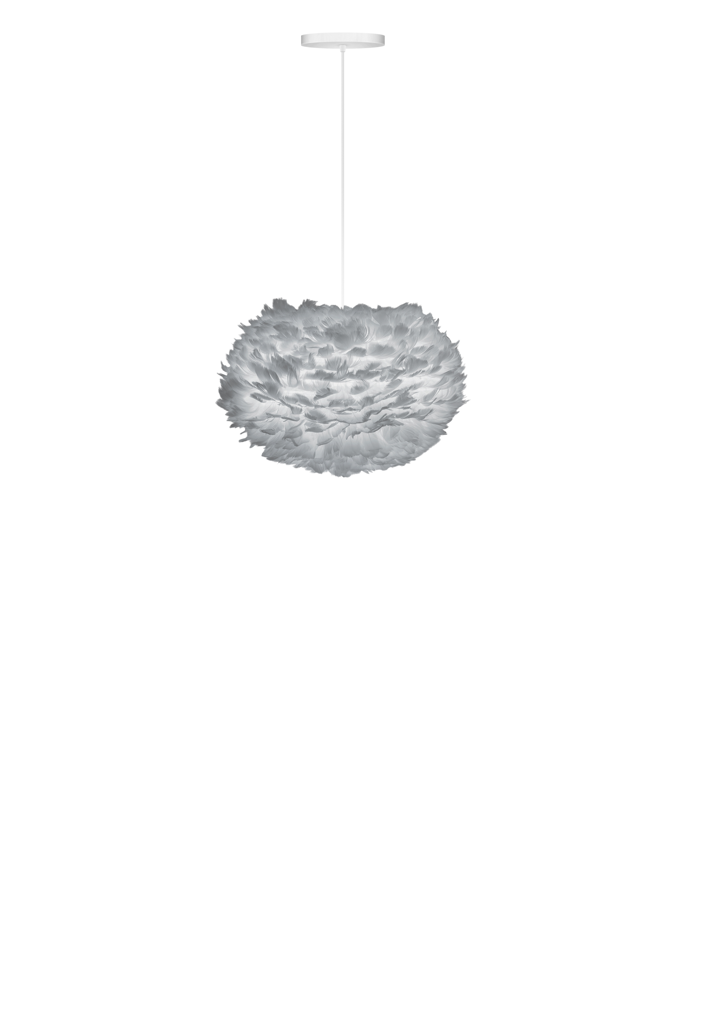 UMAGE Medium Light Grey Feather Eos Pendant Shade with White Rosette Cord Set