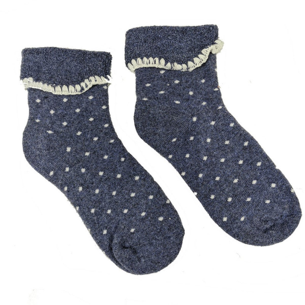 Joya Blue and Cream Dots Cuff Ladies Socks