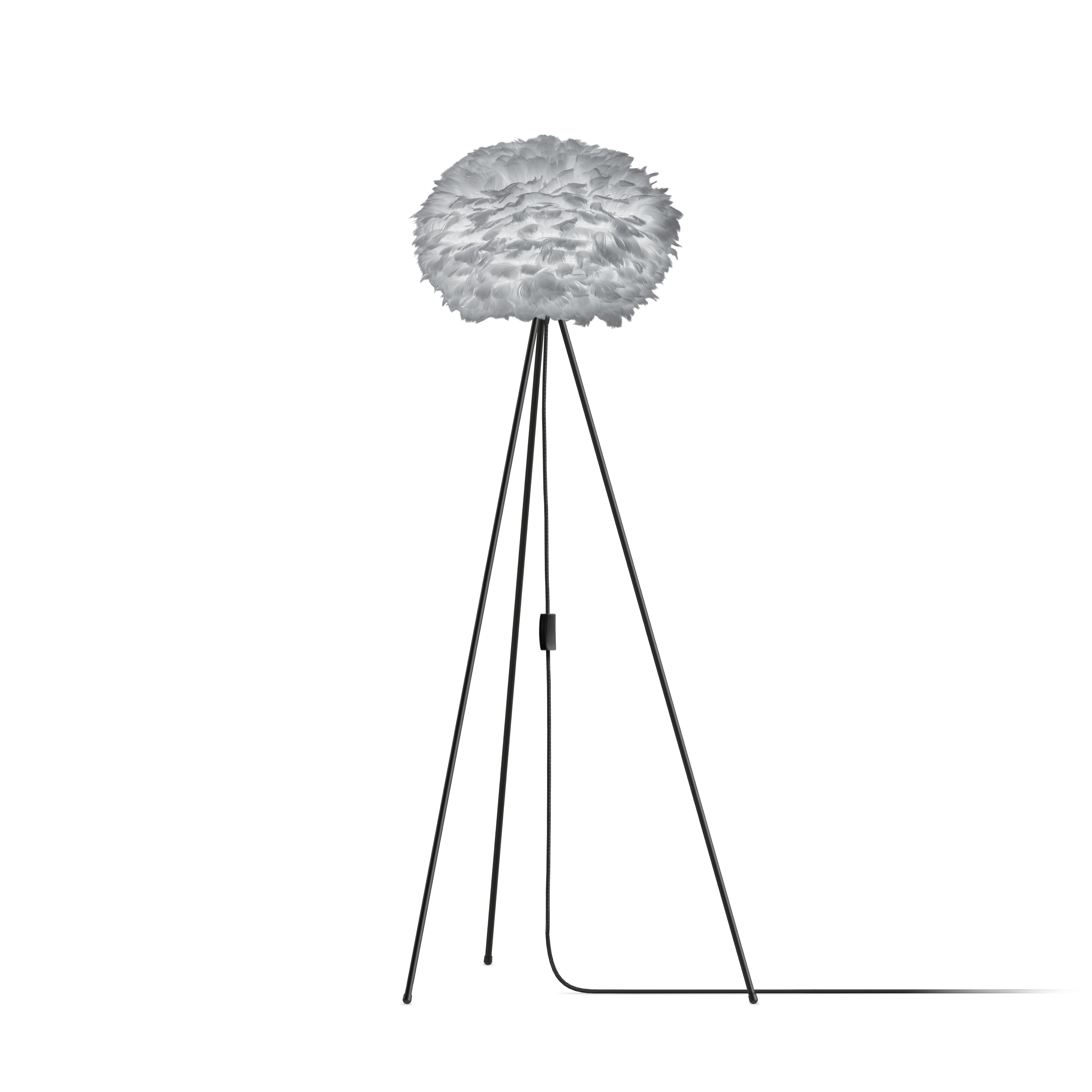 UMAGE Medium Light Grey Feather Eos Floor Lamp with Black Tripod