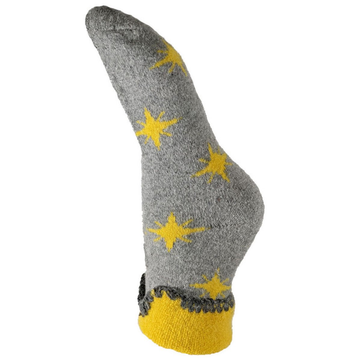 Joya Grey and Yellow Star Ladies Cuff Socks