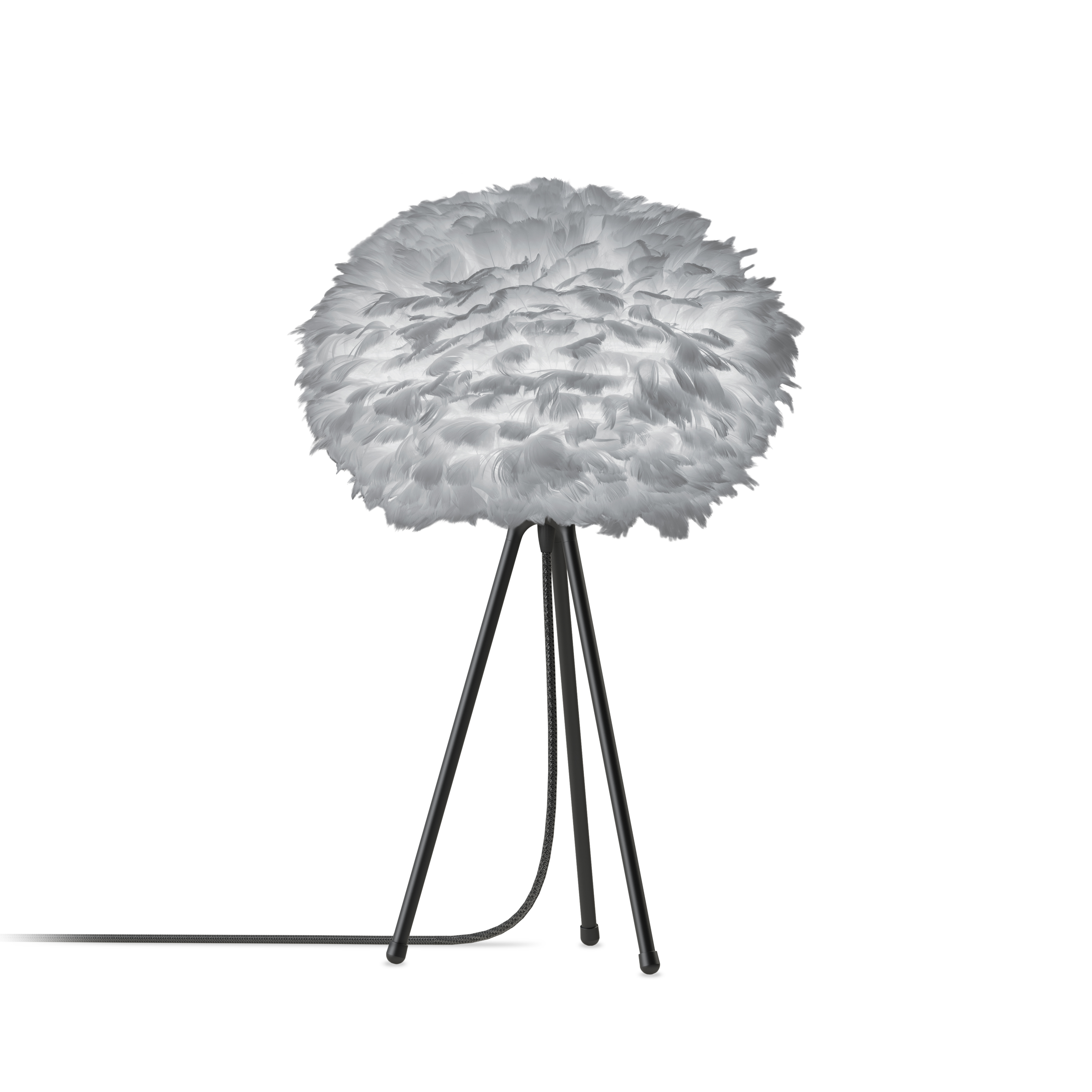 UMAGE Medium Light Grey Feather Eos Table Lamp with Black Tripod