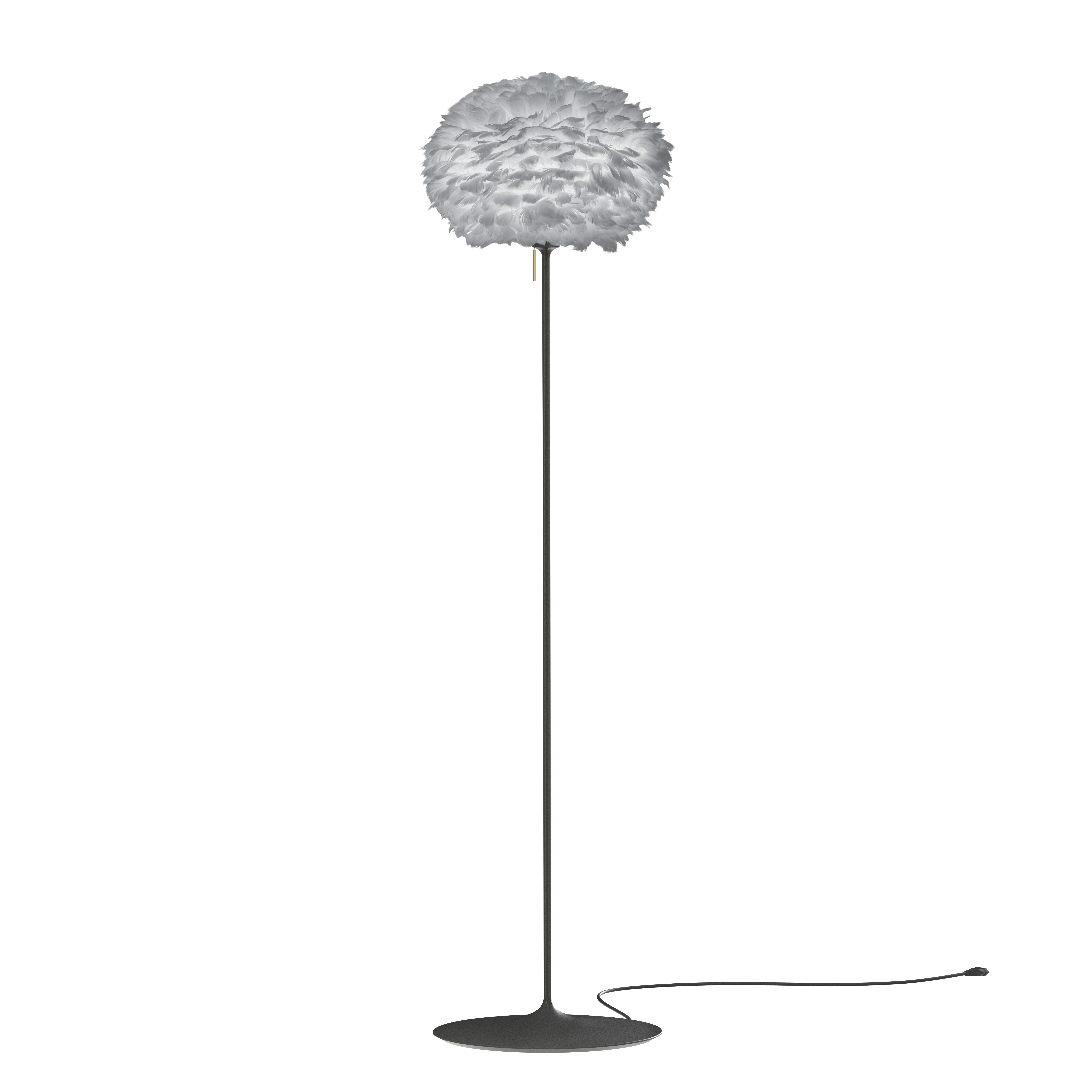 UMAGE Medium Light Grey Feather Eos Floor Lamp with Black Santé Stand
