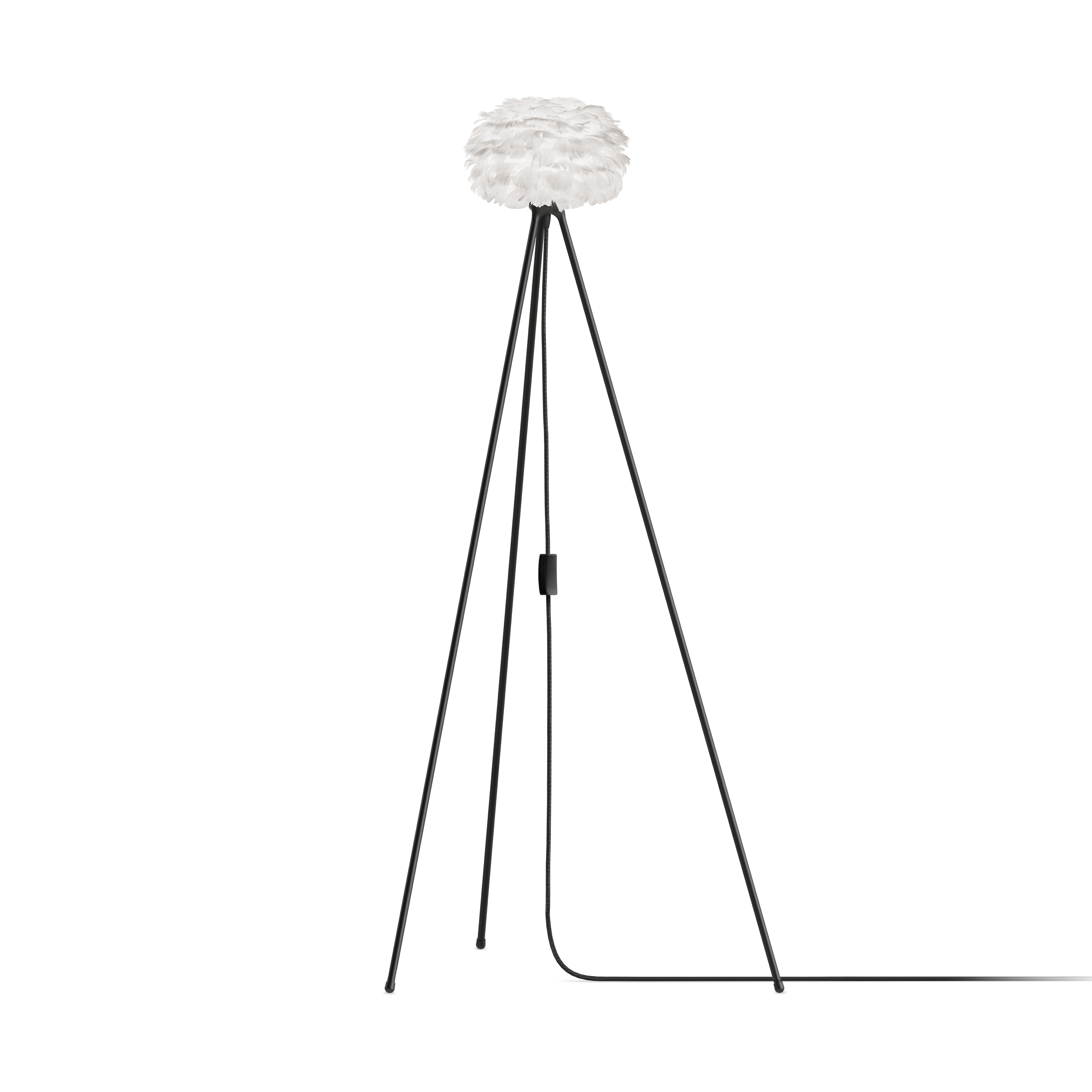 UMAGE Micro White Feather Eos Floor Lamp with Black Tripod