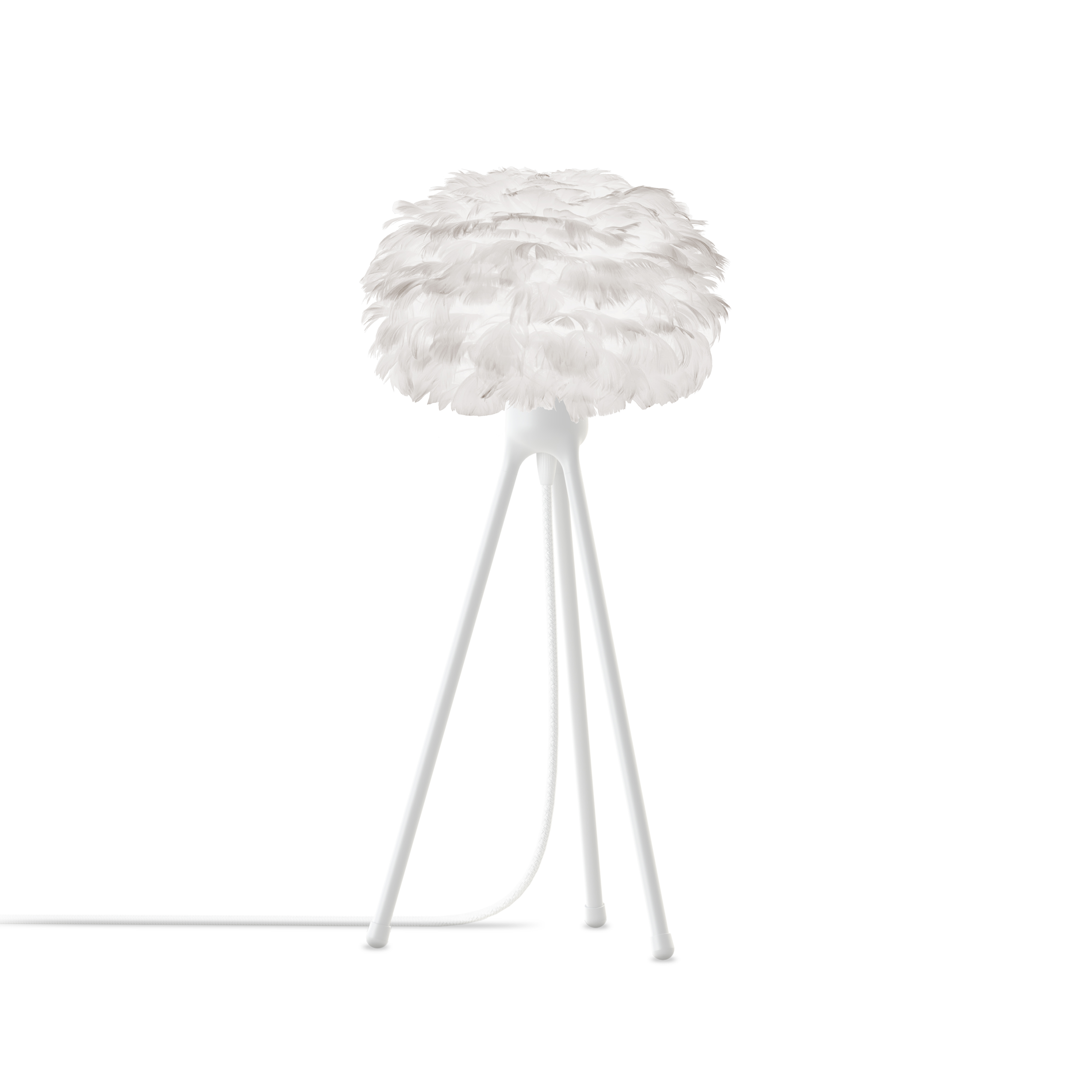 UMAGE Micro White Feather Eos Table Lamp with White Tripod
