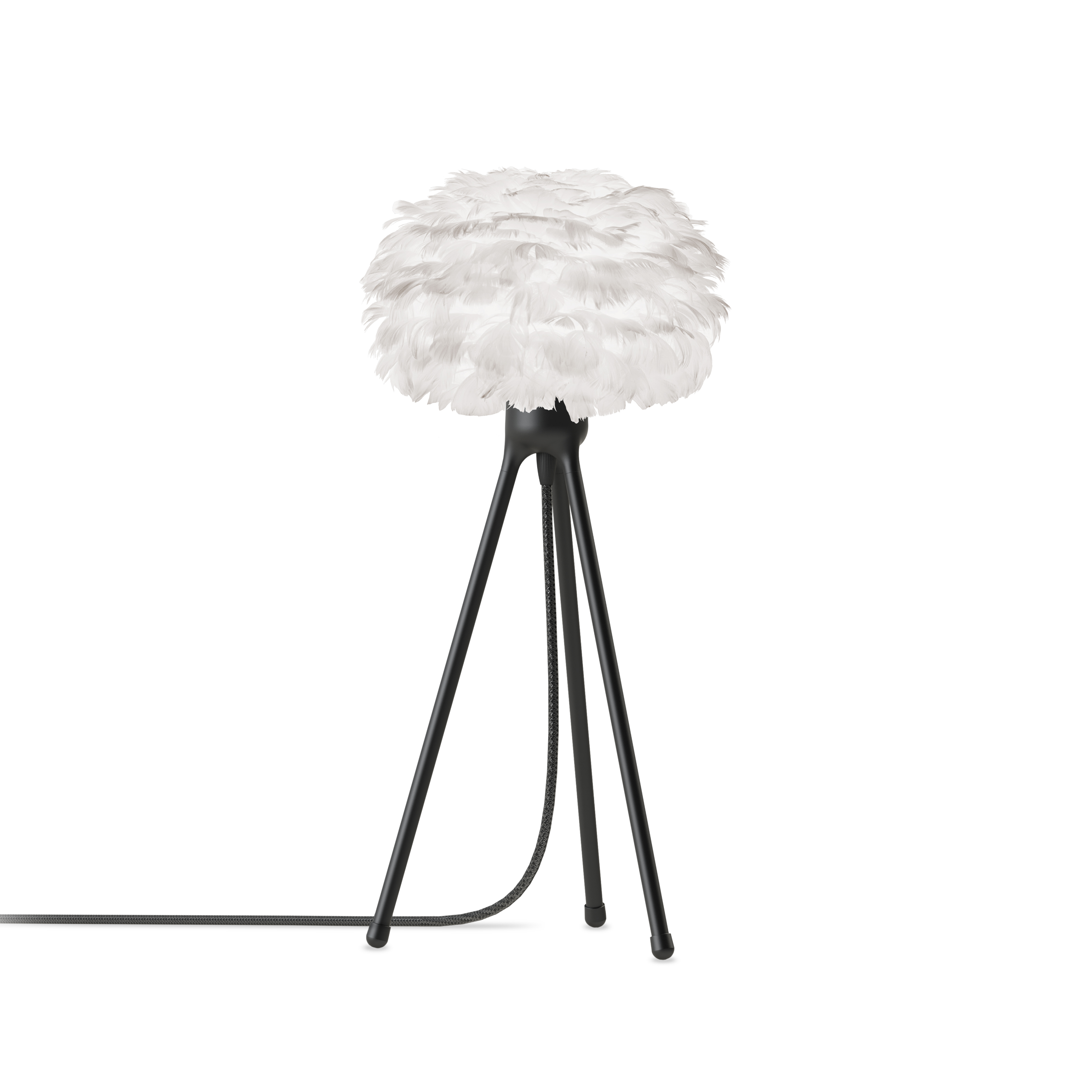 UMAGE Micro White Feather Eos Table Lamp with Black Tripod