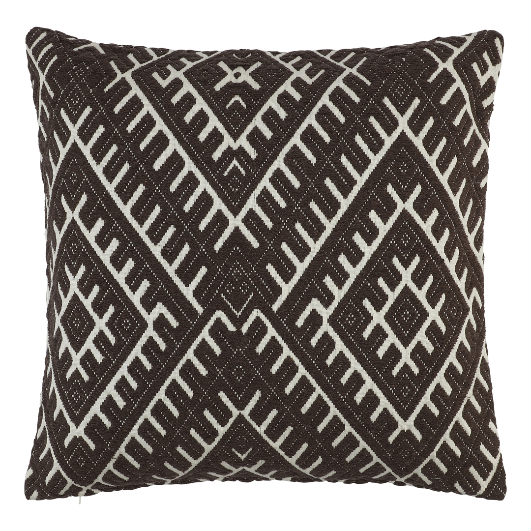 Dagny Thick Brown/Offwhite Patterned Cushion, 50x50 cm