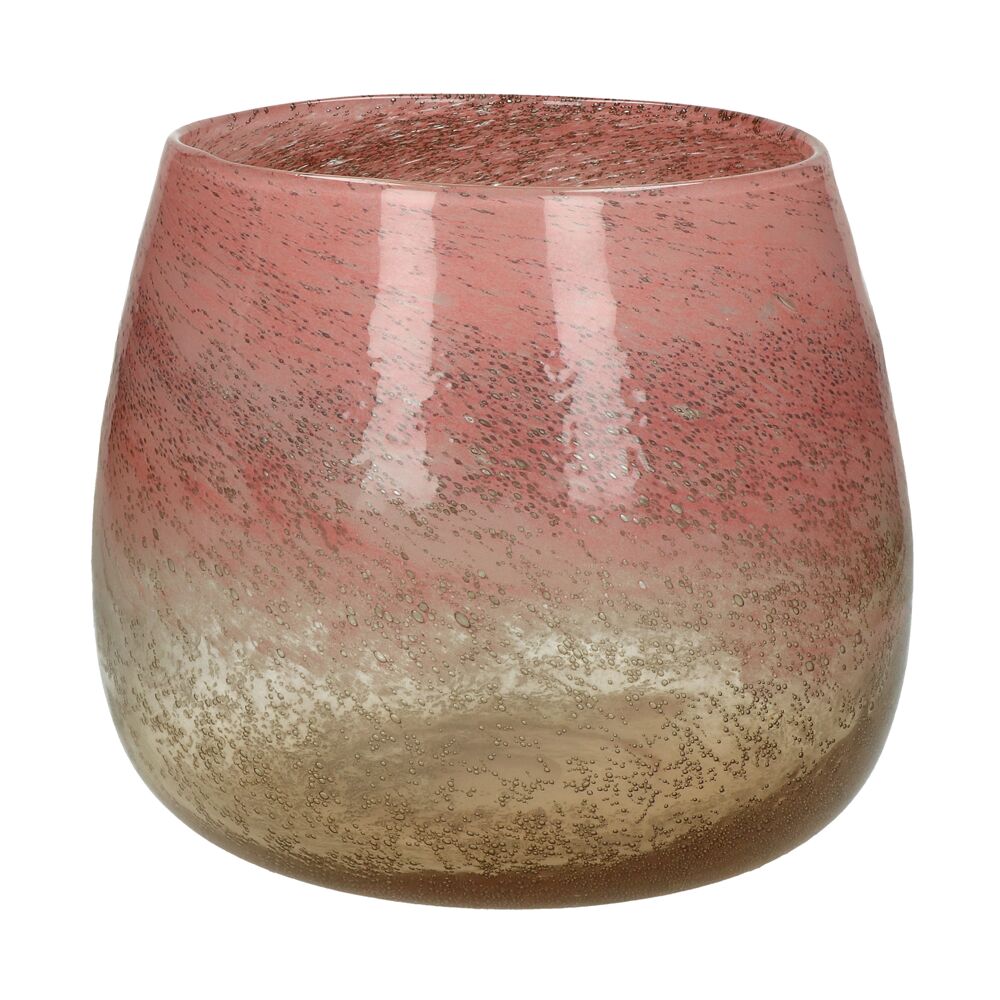 Pomax Glass Vase/Hurricane - Dia 26 X H 23,7 cm - Rose/Mauve/Clear