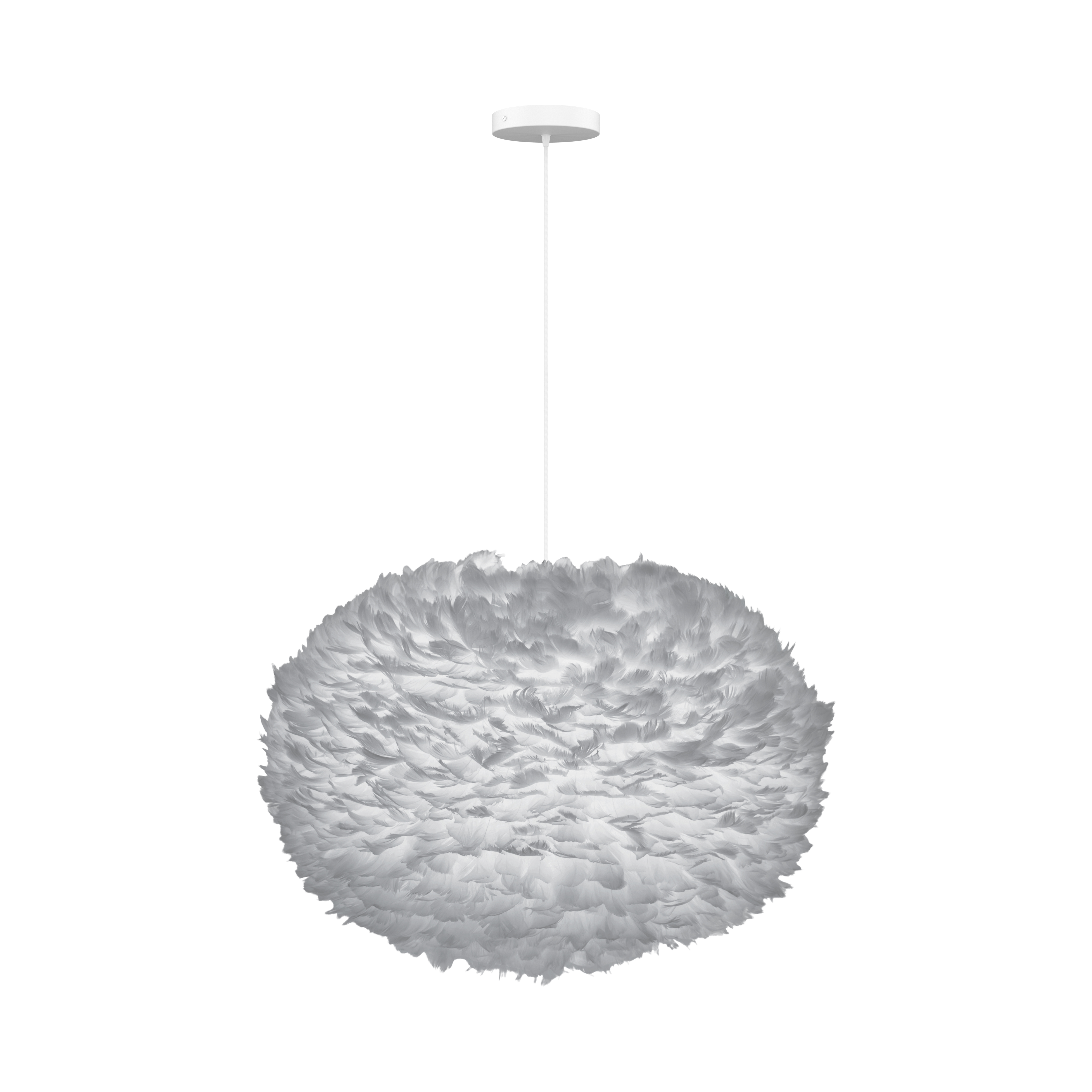 UMAGE XL Light Grey Feather Eos Pendant Shade with White Rosette Cord Set