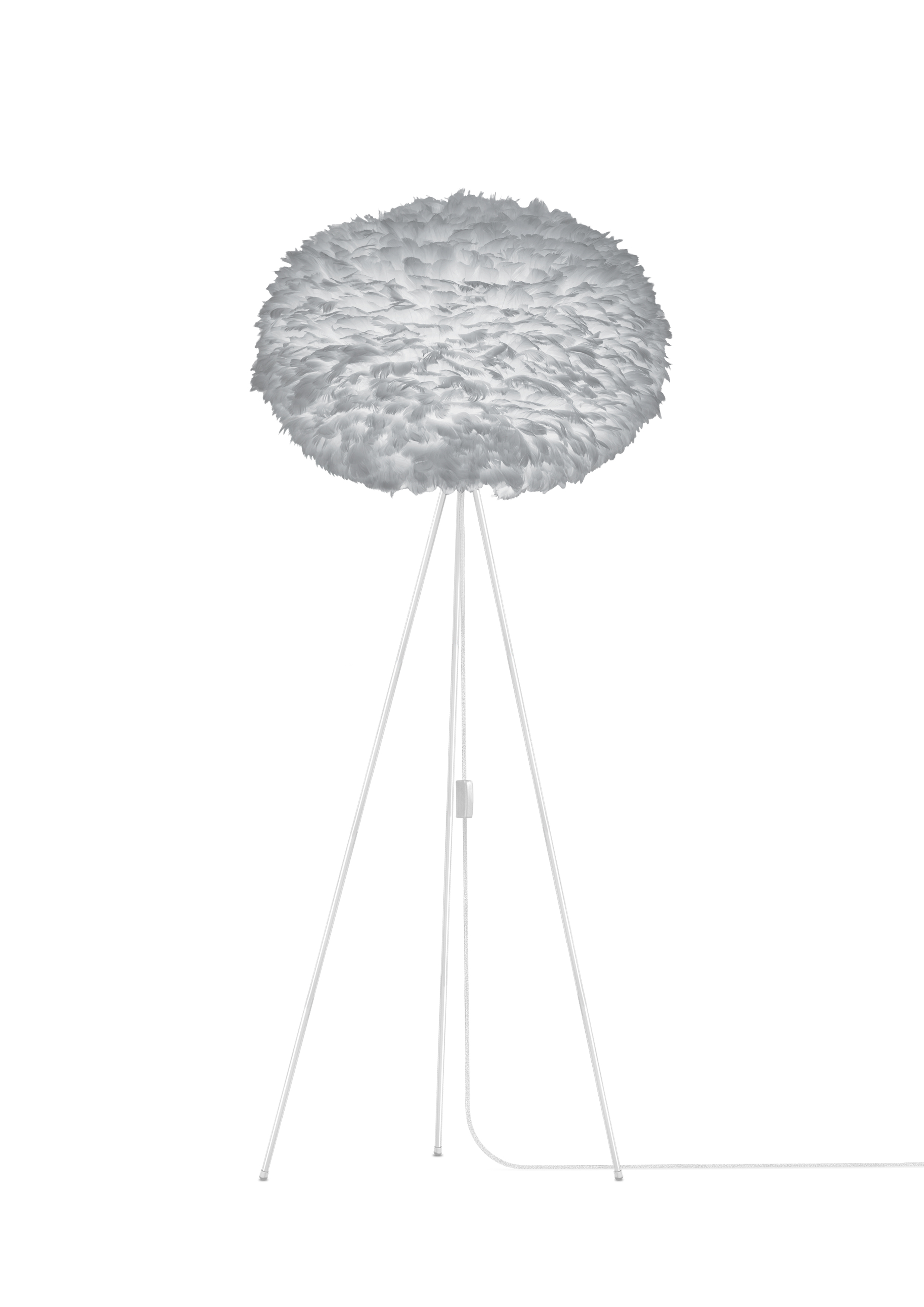 UMAGE XL Light Grey Feather Eos Floor Lamp with White Tripod